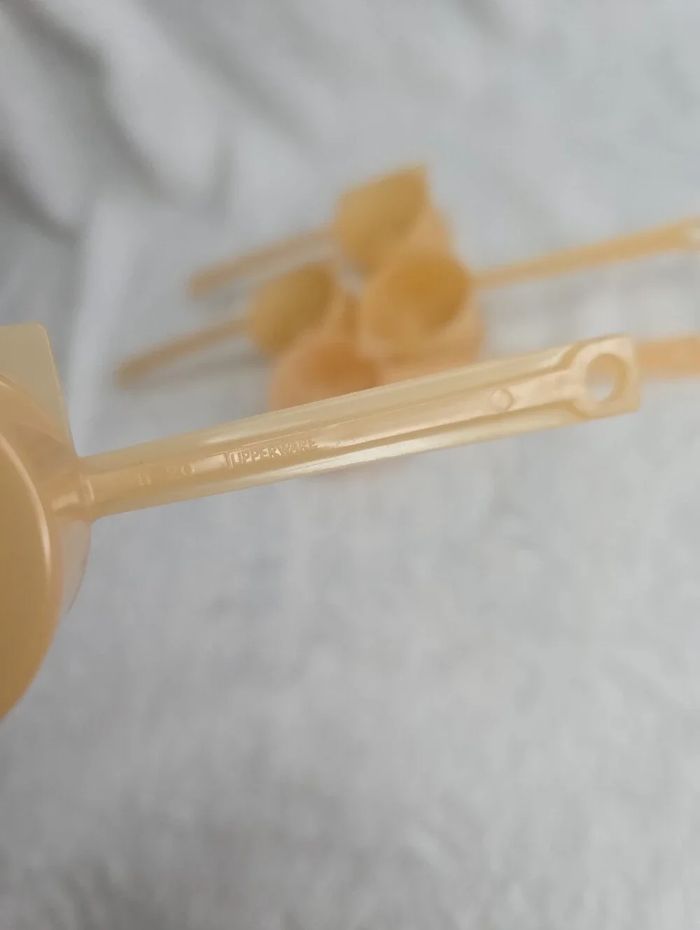 Vintage 1960s Tupperware Coffee Scoops, Peach, Set Of 5